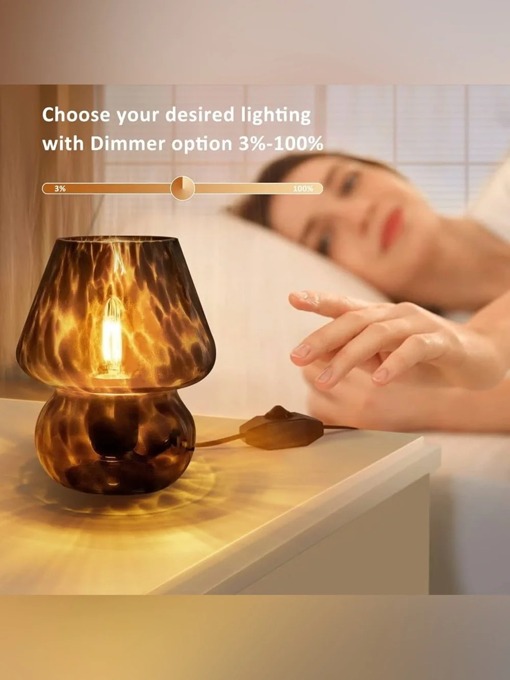 Amber Glass Mushroom Table Lamp - Home Accents